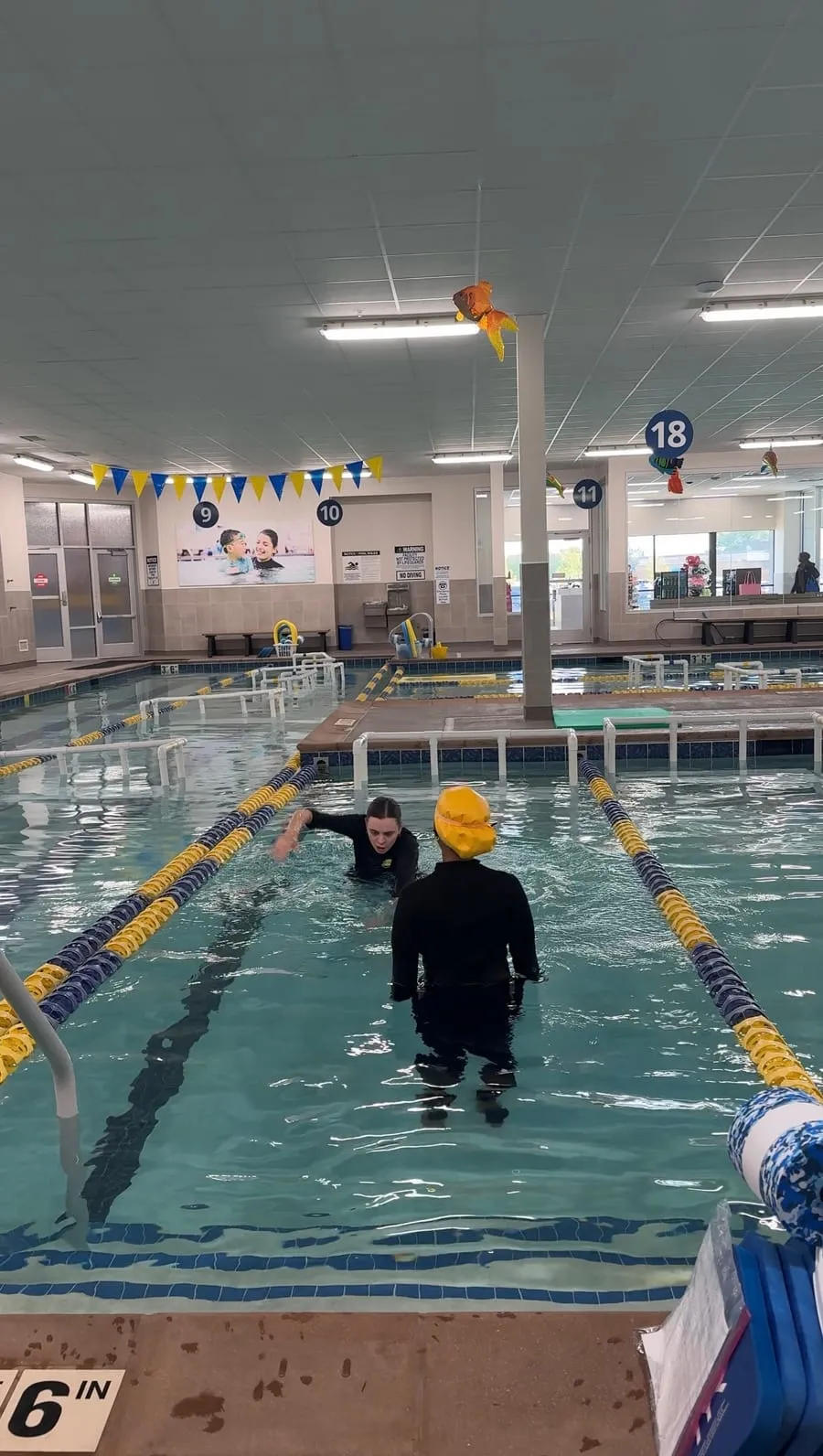 A swimmer wades through a lane at FOSS Swim School.